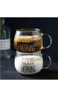 1 Li Good Morning Günaydın 400 ml Borosilikat Cam Kupa Fma00618 Klasik 1 ADET ürün fotoğrafı