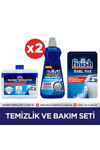 Temizlik ve Bakım Seti ( Parlatıcı 400 ml + Makine Temizleyici Sıvı 250 ml + Tuz 550 g) x 2 ürün fotoğrafı