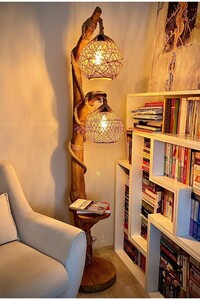 Ağaç Lambader 140 Cm Yalıkavak Serisi Doğal Ahşap Lambader Kütük Köşe Aydınlatma ürün fotoğrafı