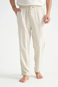 Luxe Erkek Baggy Keten Karışımı Rahat Pantolon Bol Paça Yeni Sezon ürün fotoğrafı
