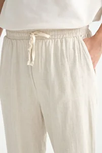 Luxe Erkek Baggy Keten Karışımı Rahat Pantolon Bol Paça Yeni Sezon ürün fotoğrafı