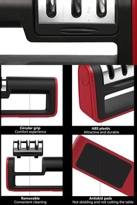 Bıçak Makas Bileme Aleti Aparatı Profesyonel Bileme Aleti 3 Açılı Elmas Seramik Bileme (RED & BLACK) ürün fotoğrafı