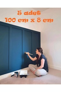 Iskandinav Duvar Çıtası 5 Adet 100 Cm x 8 Cm Dekoratif Duvar Çıtası Boyanabilir Duvar Dekoru Efsane ürün fotoğrafı