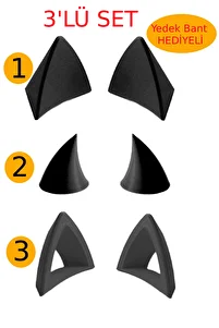 Kask Süsü 3'lü Set / Kedi Kulağı / Rüzgar Tutmaz Kedi Kulağı / Kask Boynuzu / Yedek Bant Hediyeli ürün fotoğrafı