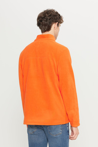 Erkek Turuncu Anti-pilling Tüylenme Yapmayan Standart Fit Dik Yaka Soğuk Geçirmez Polar Sweatshirt ürün fotoğrafı