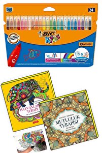 Mandala Büyükler Için Boyama Seti - 2 Kitap Ve 24'lü Keçeli Kalem nova ürün fotoğrafı