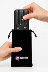 10.000 Mah Prime Dijital Göstergeli Dahili Çoklu Kablolu Powerbank,siyah,taşınabilir Şarj Cihazı ürün fotoğrafı