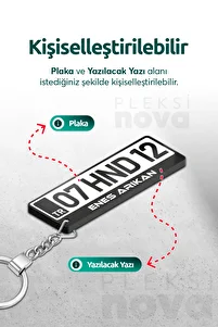 Kişiye Özel Pleksi Beyaz Plaka Plakalı Anahtarlık Araba Hediyesi Araba Süsü - Çift Taraflı ürün fotoğrafı