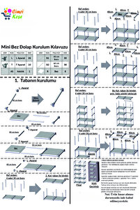 Raflı Askılı Çok Amaçlı Mini Bez Dolap Gri ürün fotoğrafı
