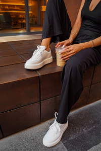 Kadın Sneaker Yüksek Taban Bağcıklı Spor Ayakkabı Azin beyaz ürün fotoğrafı