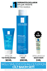 Yağlı/Sivilceye Eğilimli Ciltler İçin Cilt Bakım Seti: Effaclar Tonik& Temizleme Jeli &Nemlendirici ürün fotoğrafı