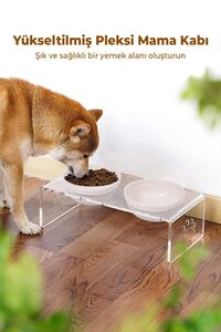 2'li Seramik Dekoratif Kedi Ve Köpek Pleksi Mama & Su Kabı Paspas ürün fotoğrafı