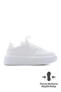 Kadın Sneaker Yüksek Taban Bağcıklı Spor Ayakkabı Azin beyaz ürün fotoğrafı
