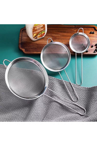3'lü Paslanmaz Tel Süzgeç, Pirinç Süzgeci, Çelik Süzgeç, Metal Süzgeç ( 13-11-10 CM ) ürün fotoğrafı