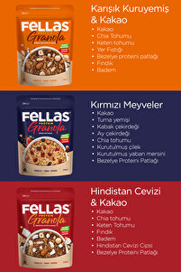 Protein Granola 3'lü Mix Paket - Hindistan C. & Kırmızı Meyveler & Karışık Kuruyemişli (270G) ürün fotoğrafı