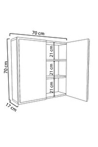 Mdf 2 Kapaklı 70*70*15 Aynalı Banyo Dolabı Çok Amaçlı Banyo Dolabı Yüksek Kalite ürün fotoğrafı