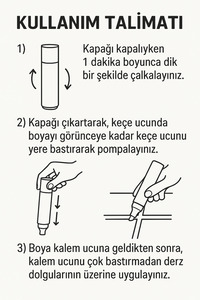 (1 ADET) Fayans Derz Dolgusu Boyama Boyası Kalemi Beyaz Hızlı Kuruyan Su Bazlı Kalıcı Yenileme ürün fotoğrafı