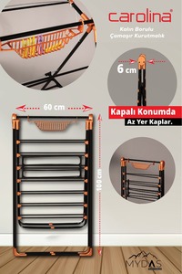 Siyah 007 Kalın Borulu Çamaşır Kurutmalık Demir ürün fotoğrafı