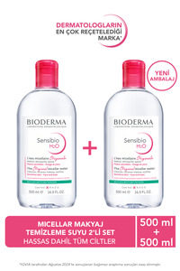 Sensibio H2O Micellar Makyaj Temizleme Suyu 2'li Set Hassas ve Tüm Ciltler Yüz ve Göz Çevresi 500 ml ürün fotoğrafı