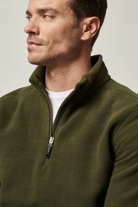 Erkek Haki Anti-pilling Tüylenme Yapmayan Standart Fit Dik Yaka Soğuk Geçirmez Polar Sweatshirt ürün fotoğrafı