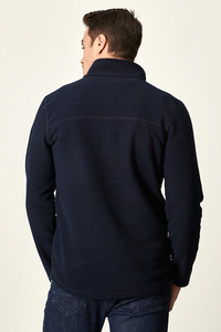 Erkek Lacivert Anti-pilling Tüylenme Yapmayan Standart Fit Bato Yaka Soğuk Geçirmez Polar Sweatshirt ürün fotoğrafı