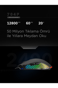SMX-G68 SPEAR V2 FULL RGB 12800 DPI Siyah 7D Makrolu Gaming Oyuncu Mouse ürün fotoğrafı