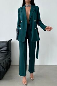 Bağlamalı Blazer Ceket Pantolon Takım ürün fotoğrafı