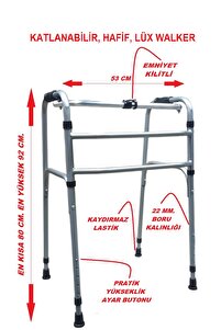 Lüx Hafif Katlanır Walker Yürüteç 130 KG Taşıma Kapasiteli Wolker Yürüteç Hasta Yürüteci ürün fotoğrafı