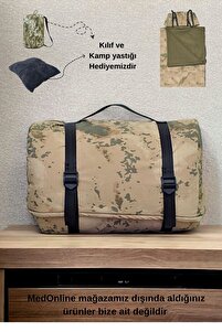 Askeri Kamuflaj Uyku Tulumu(-25 ) Su Geçirmez(215×150 CM) 220 gr Elyaf/180 gr Polar Kamp&deprem ürün fotoğrafı