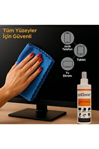 Ekran Temizleme Seti 250 ml (MİKROFİBER BEZ HEDİYE) Laptop, Tablet, Tv, Telefon, Gözlük, Kamera ürün fotoğrafı