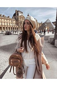 Fransız Ressam Avusturalya Yün Keçe Bere Ekru ürün fotoğrafı