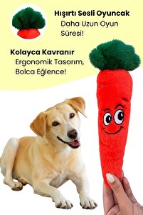 Peluş Havuç Sesli Köpek Oyuncağı – Hışırtılı, Ergonomik, Köpek Uyku/Oyun Arkadaşı ürün fotoğrafı
