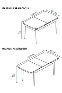Mutfak Masası Takımı | 6 Kişilik Açılır Masa Sandalye Takımı | Salon Masası | Yemek Masası - Krem ürün fotoğrafı
