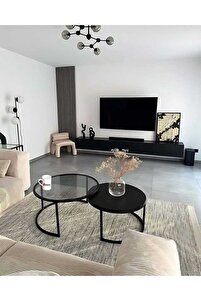 Monza ikili Sehpa Füme Cam / Siyah ürün fotoğrafı