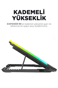 SIXPOWER R9 6 Fan RGB Işıklı Telefon Uyumlu Tutuculu Usb Çoklayıcı Notebook Soğutucu Stand ürün fotoğrafı