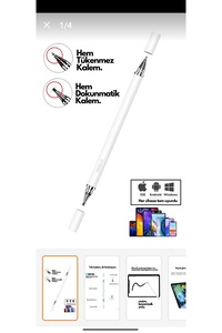 Android ve İos Uyumlu Dokunmatik Kalem 2 in 1 Kalem Tüm Telefon ve Tabletlerle Uyumlu Stylus Kalem ürün fotoğrafı