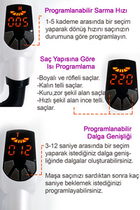 Hrs-320 Otomatik Saç Maşası - Kalın Su Dalgası 25mm - Beyaz ürün fotoğrafı