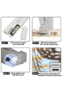 100x Mini Taşınabilir El Mikroskop Büyüteç Led Lamba Işığı ürün fotoğrafı