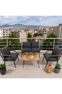 Bahçe Mobilyası 2 1 1 Miray Bahçe Takımı Metal Sehpalı Balkon Takımı Çay Seti Nn211 ürün fotoğrafı