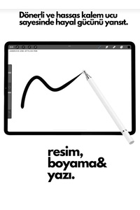 Android ve İos Uyumlu Dokunmatik Kalem 2 in 1 Kalem Tüm Telefon ve Tabletlerle Uyumlu Stylus Kalem ürün fotoğrafı