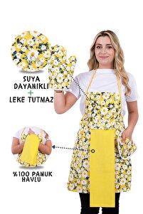 Damla Sıvı Geçirmez Su Geçirmez Mutfak Önlüğü Havlulu Mutfak Önlüğü (ELDİVEN VE TUTACAK) ürün fotoğrafı