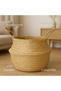 Natural Katlanabilir Hasır Sepet / Saksılık 30x28 ürün fotoğrafı
