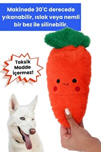 Tombik Havuç Peluş Köpek Oyuncağı | Vikvik ve Hışırtı Sesli Turuncu Köpek Oyun Uyku Arkadaşı ürün fotoğrafı