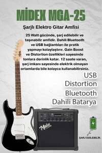 Rph-30wb-25amp Gül Klavye Sss 25w Amfili Elektro Gitar Seti ürün fotoğrafı