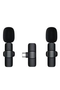 2 Adet Kablosuz Yaka Mikrofonu Typ-c 2'li Mini Mikrofon K9 ürün fotoğrafı