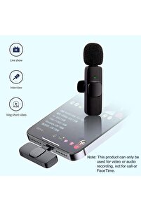 2 Adet Kablosuz Yaka Mikrofonu Typ-c 2'li Mini Mikrofon K9 ürün fotoğrafı