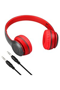 P47 Extra Bass Wireless Bluetooth Kulaklık 5.0+EDR FM Radyo Kırmızı ürün fotoğrafı