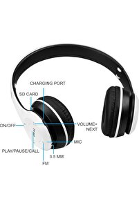 P47 Extra Bass Wireless Bluetooth Kulaklık 5.0+EDR FM Radyo Beyaz ürün fotoğrafı