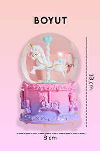 Atlı Karınca Müzik Kutusu ve Unicorn Kar Küresi LED Işıklı Müzikli Hediyelik Dekoratif Set ürün fotoğrafı