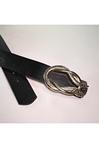 Gold Yılan Tokalı Kadın Pantolon Kemeri, Ceket Kemeri, Elbise Kemeri, Gömlek Kemeri ürün fotoğrafı